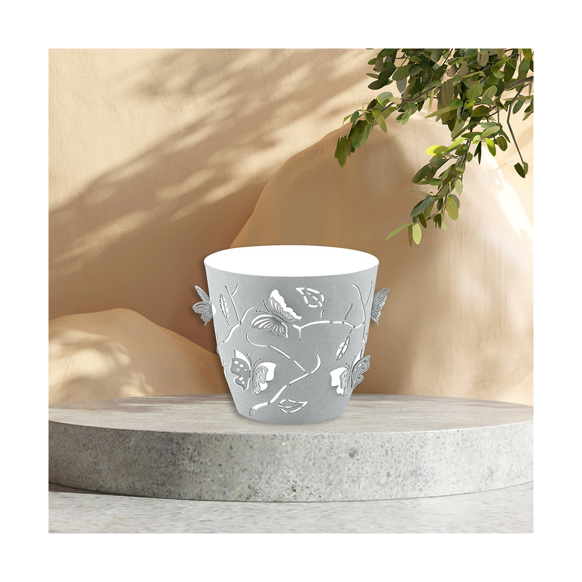 Горшок для цветов "batterflies" d 115 мм/0,7 л (серый шторм) (1/20) "plast team" pt401110025
