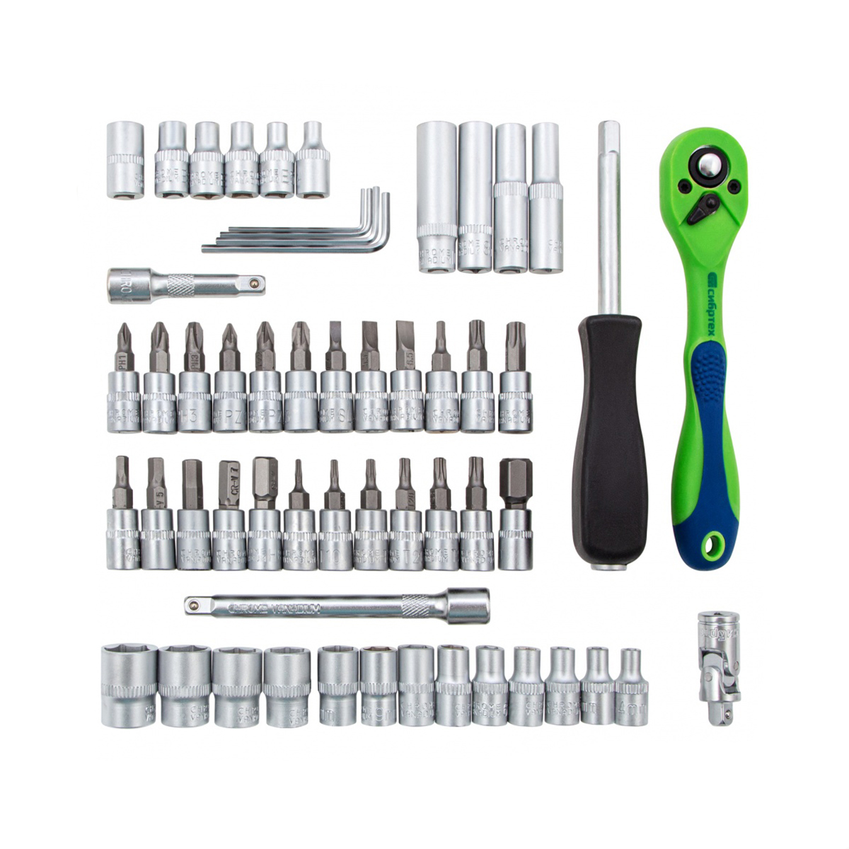 Набор инструментов для автомобиля 1/4", cr-v в кейсе (56 предм.) (1/16) "сибртех"