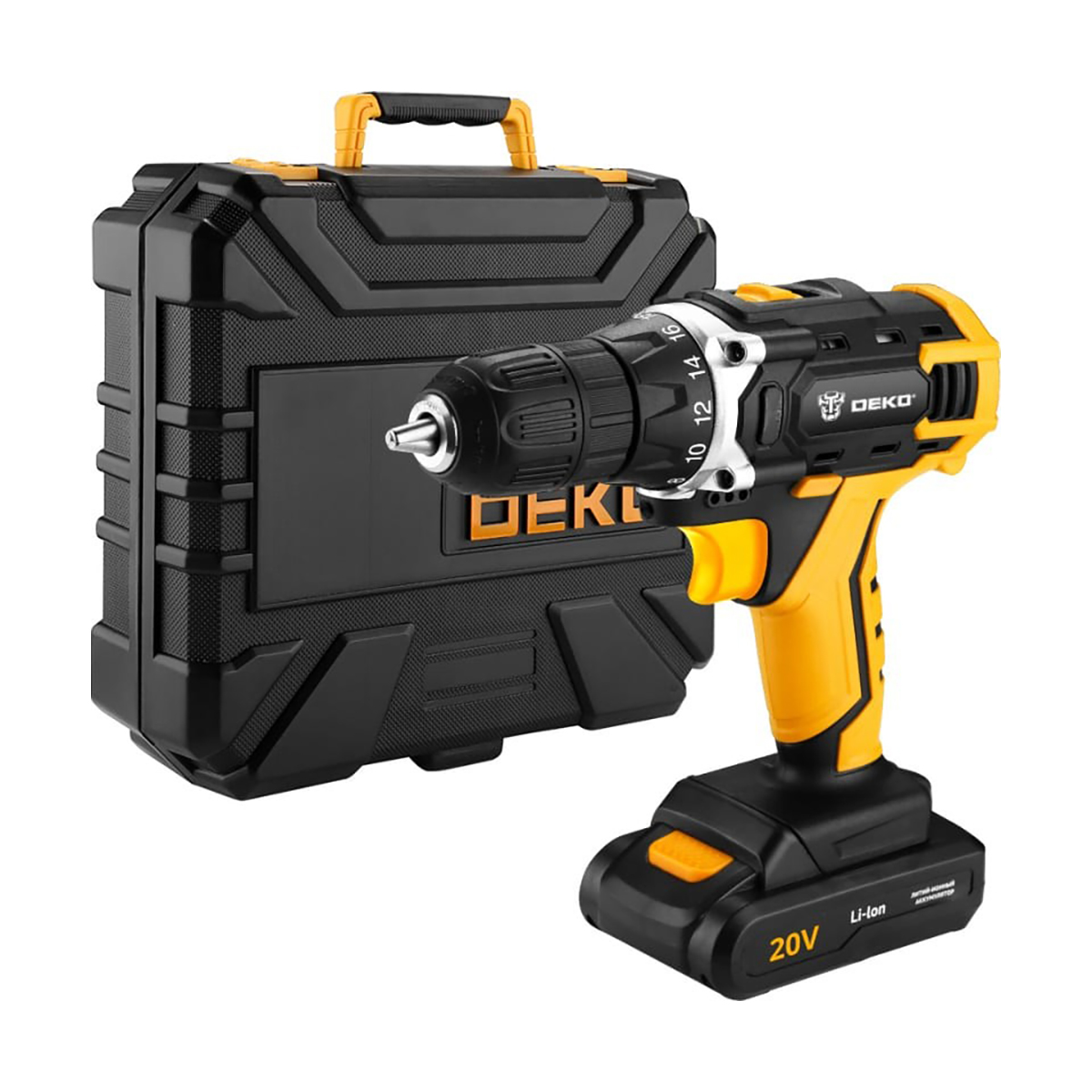 Дрель-шуруповерт аккум. dkcd20fu-li с набором инструм. 104 предм., 2 аккум. (1) "deko" 063-4178