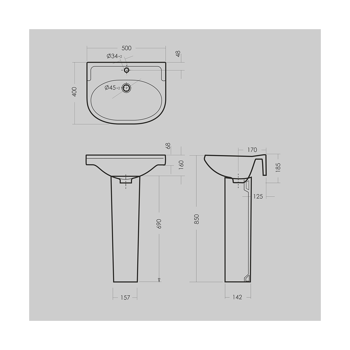 Раковина "комфорт" уп белая "sanita" wb.pd/comfort/50-c/wht.g/s1