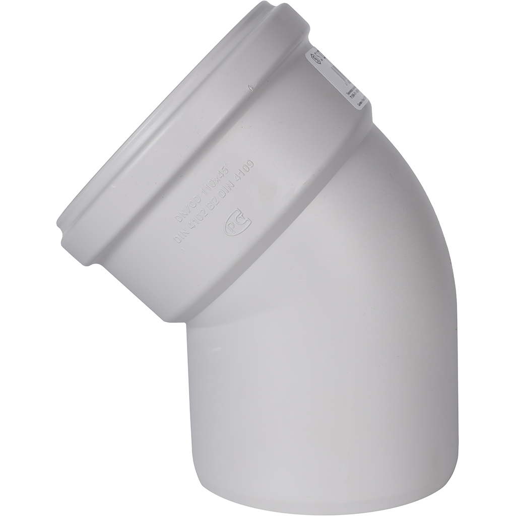 Отвод 45° канализационный бесшумный D = 110 мм STOUT