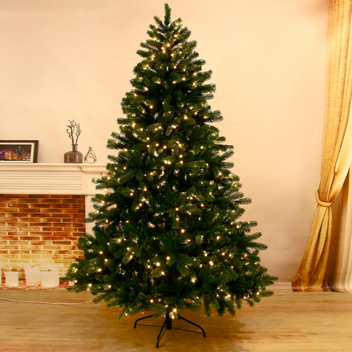 Ель декор. фиброоптич. spl725-210  210 см, 1496 веток (зеленая) "зимнее волшебство" 1108624