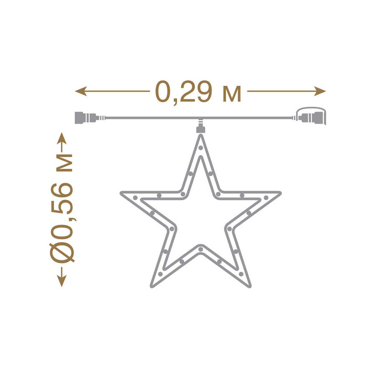 Фигурка "звезда" светодиодная d-56 см, 96 теплых ламп (1/4) "vegas"