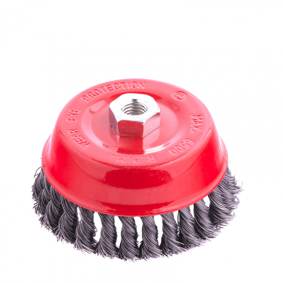 Щетка для УШМ, 125 мм, М14, "чашка", крученая проволока 0.5 мм Matrix (74627)