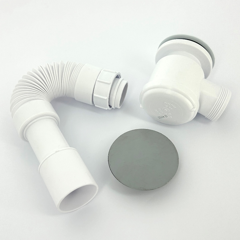 Сифон McALPINE бутылочный для поддона слив 50-75 мм пласт.вып,L 92 мм, выход 40/50 мм, гофр,хром