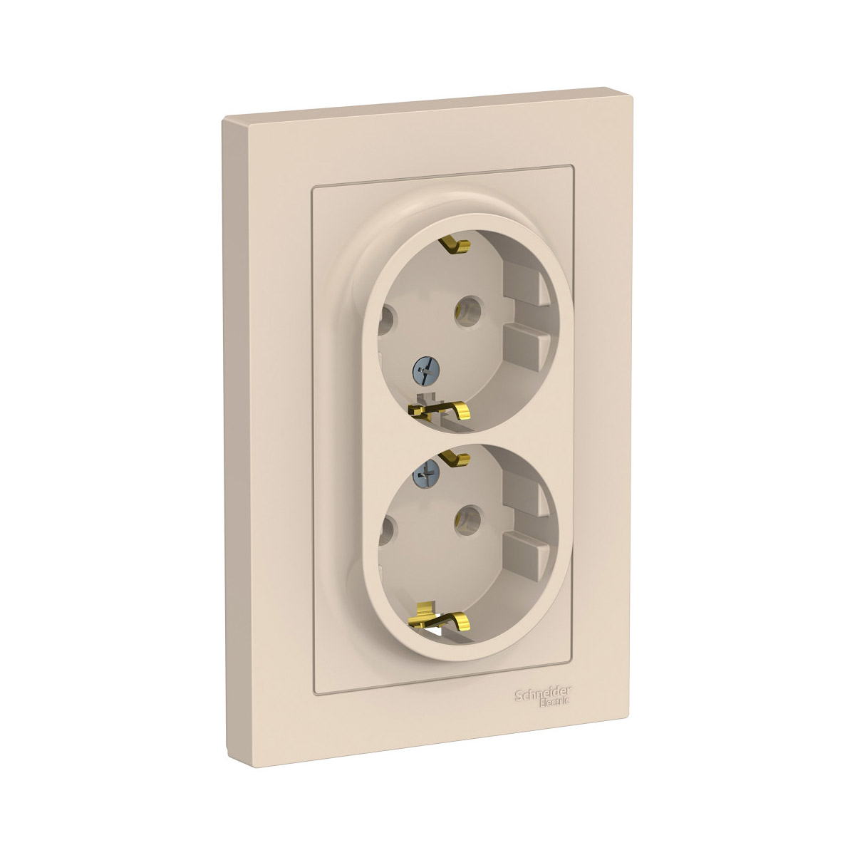 Розетка "atlasdesign" 2-х местн. с заземл. 16а, бежевый (1/10/60) "schneider"