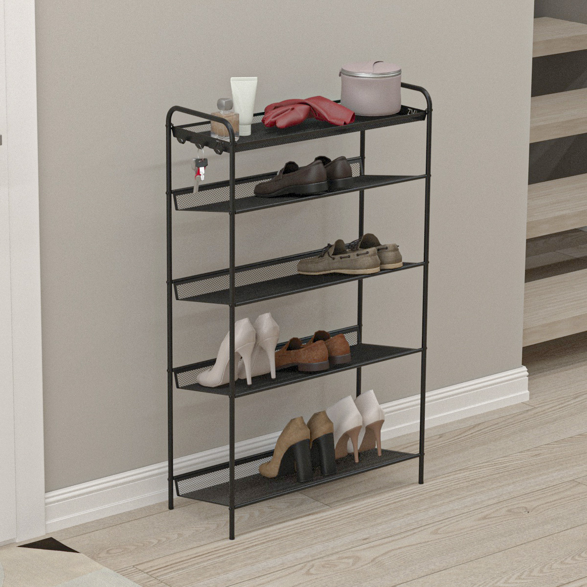 Подставка для обуви "женева 25" 5 полок (650*270*1060 мм) черный (1) пдо ж25 ч