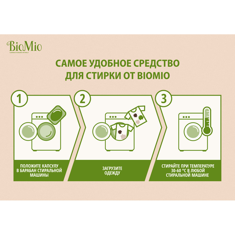 Капсулы для стирки "bio gel-caps" без запаха, 16 шт. (1/5) biomio