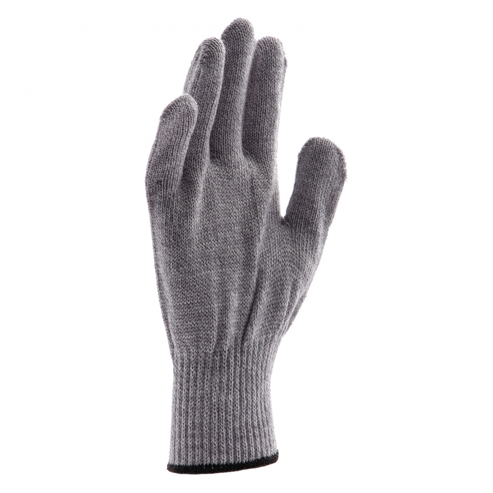 Перчатки трикотажные, акрил, серое мулине, оверлок Сибртех (68654)