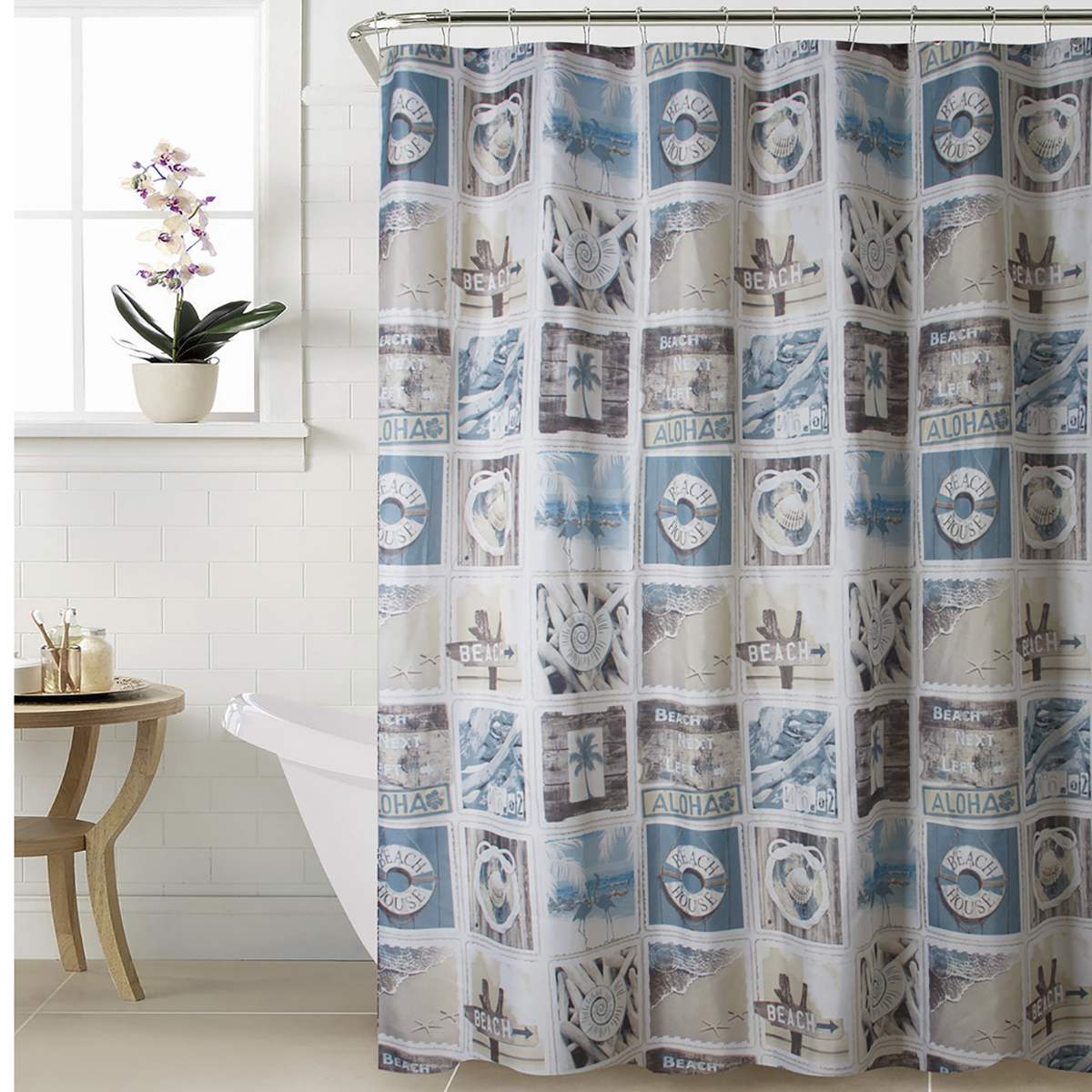 Штора для ванной 180*180 см (полиэстер) "beach" (1/20) "swensa" swc-90-58