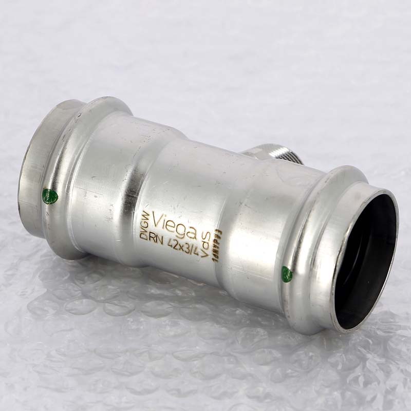 Тройник пресс-Н 42х3/4"х42 нержавеющая сталь Sanpress Inox VIEGA