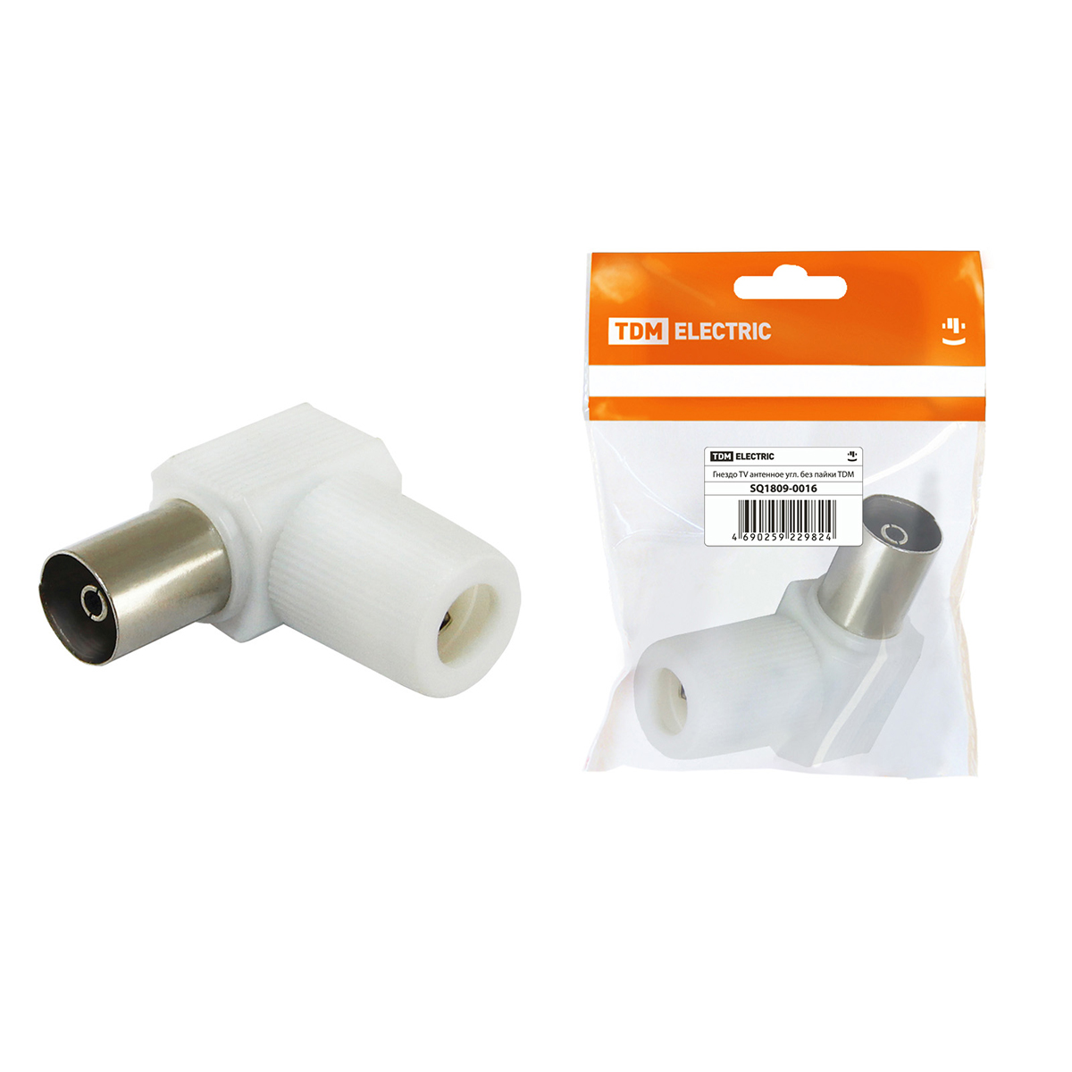 Гнездо tv антенное углов. без пайки белое (1/100/2500) tdm sq1809-0016
