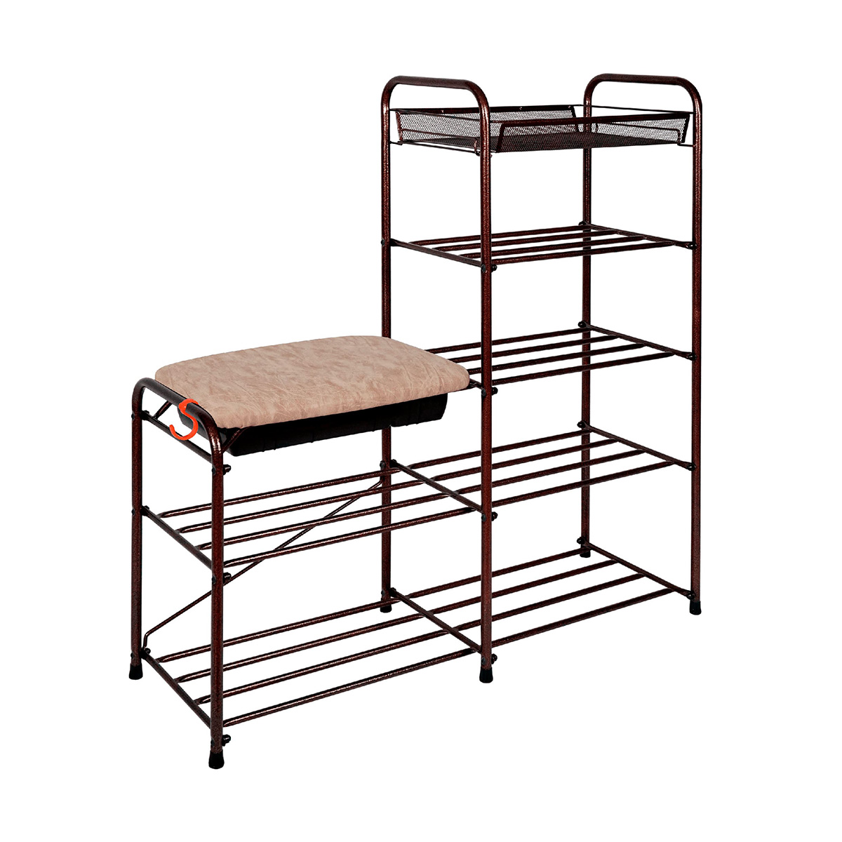 Подставка для обуви "альфа 35" 5 полок с сиденьем и ящиком (890*300*950 мм) медный антик пдоа35ся м