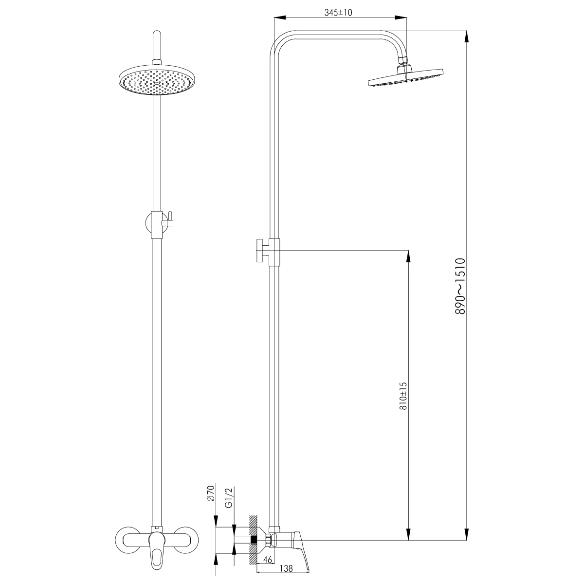Душевая система  b35-44  верхн. душ "тропич. дождь" (1/4) "rossinka"
