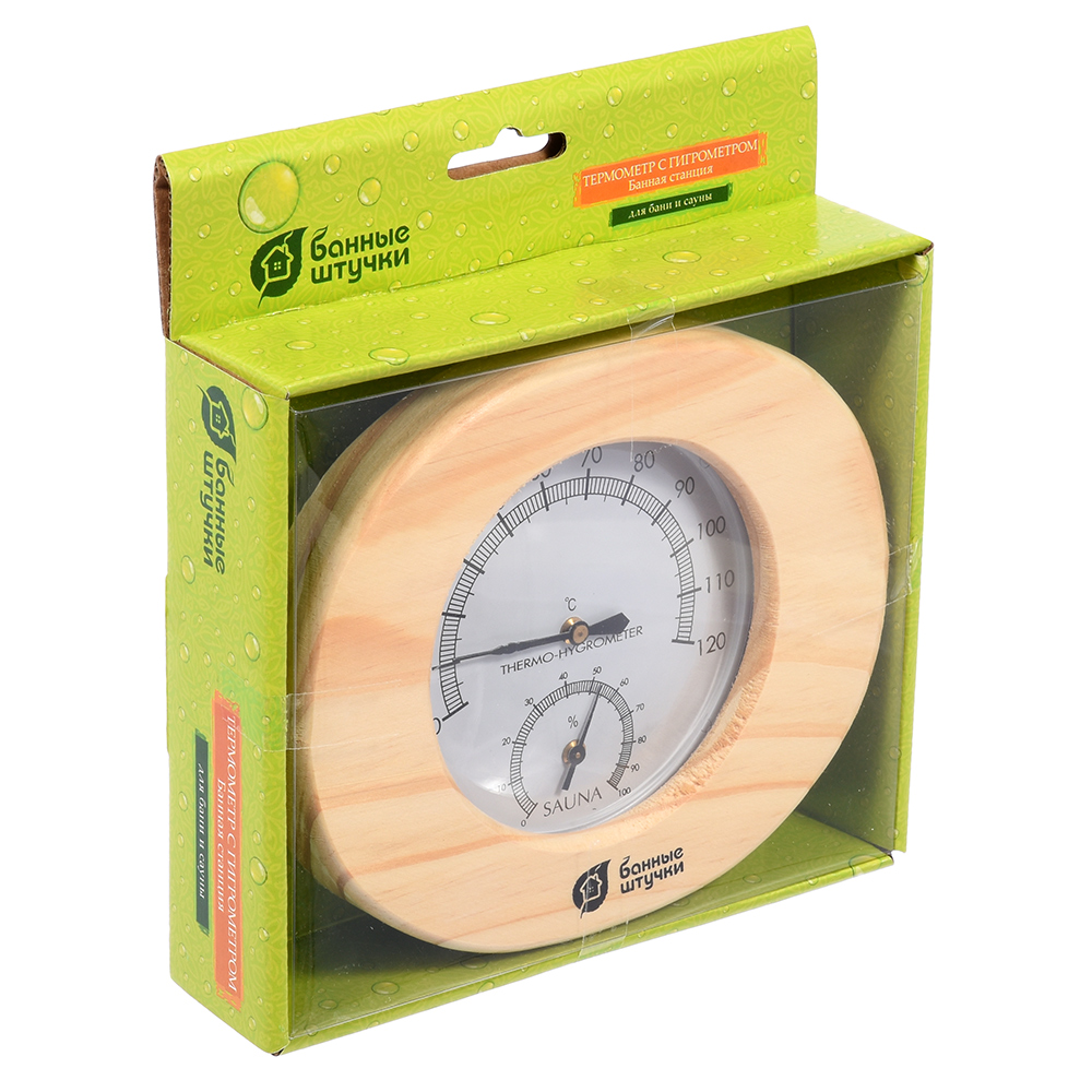 Термометр с гигрометром для бани "банная станция" овальный (1/5) "банные штучки" 18022