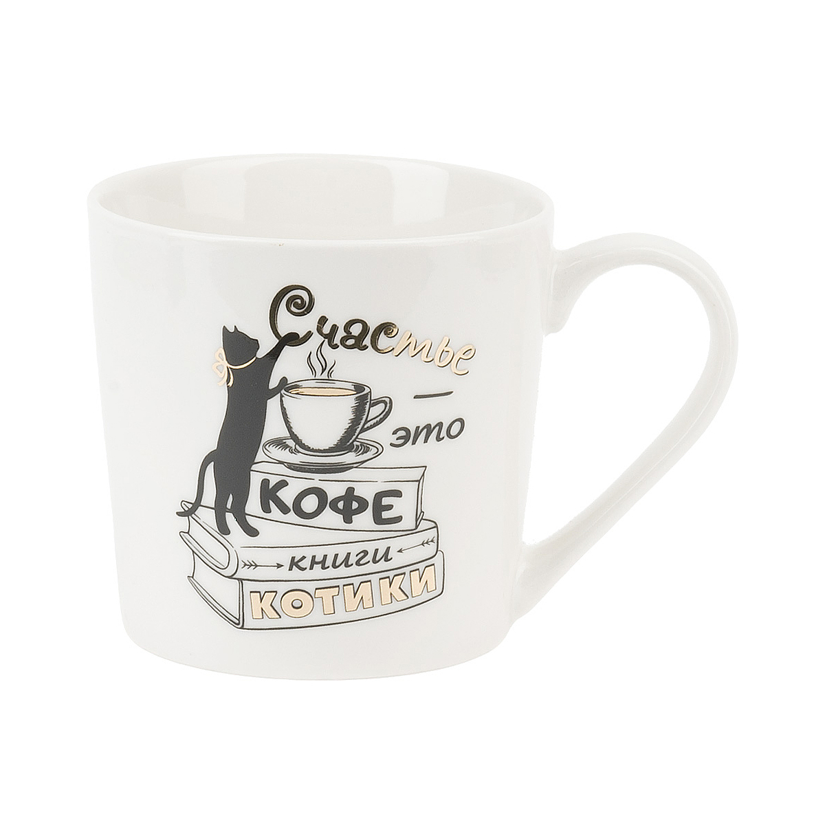 Кружка с элементами золота "кошкин дом" 375 мл, фарфор (1/12/48) "polystar collection" l2110085-4