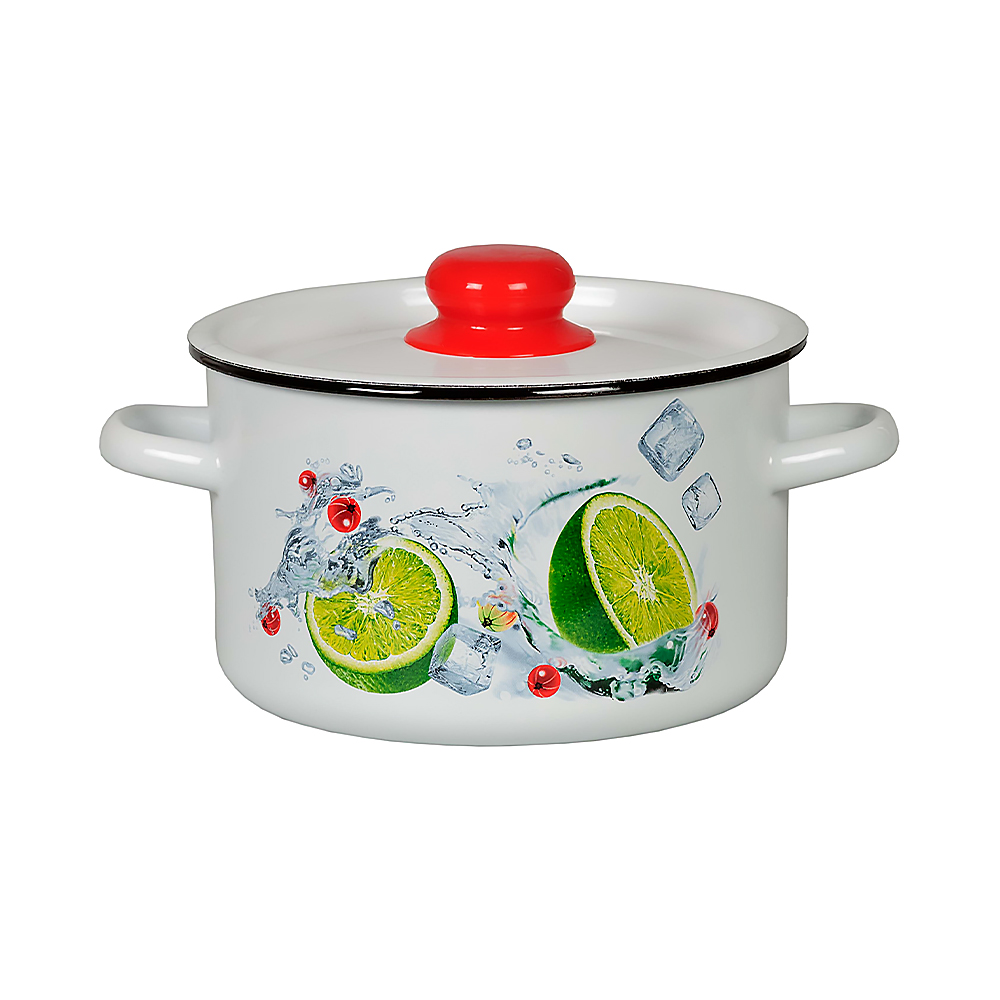 Кастрюля эмалиров. с крышкой декор. 1,5 л (1/8) "стальэмаль"  1с15с/1