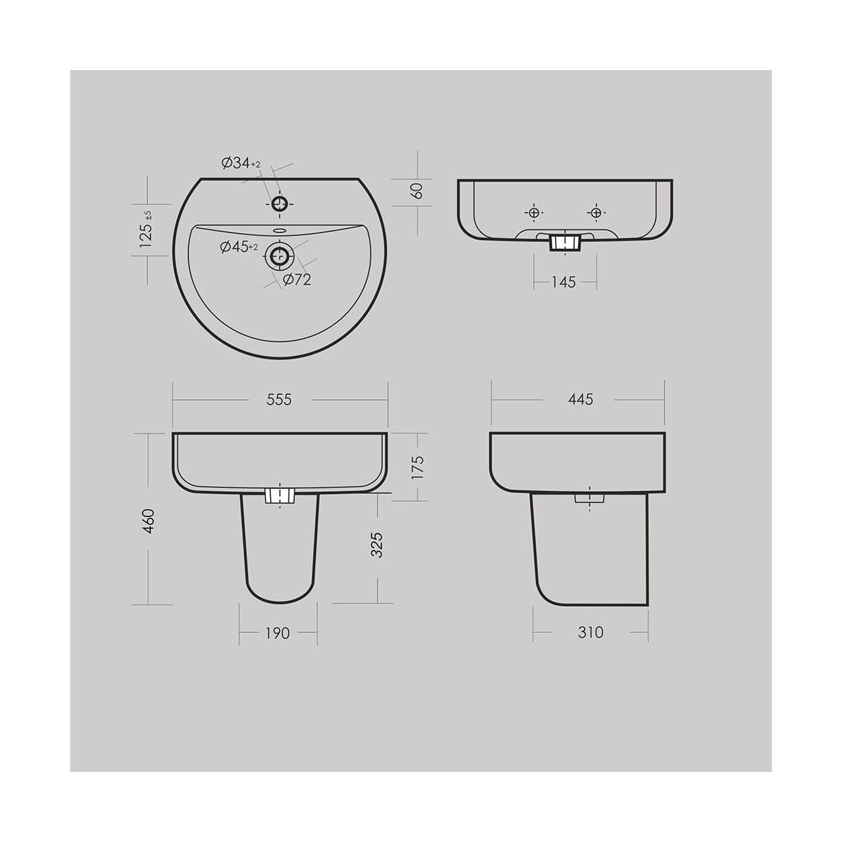 Раковина "best" белая "sanita luxe"  wb.pd/best/55-c/wht.g/s1