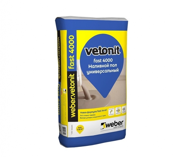 Наливной пол weber vetonit fast 4000 универсальный 20кг (3-80)мм