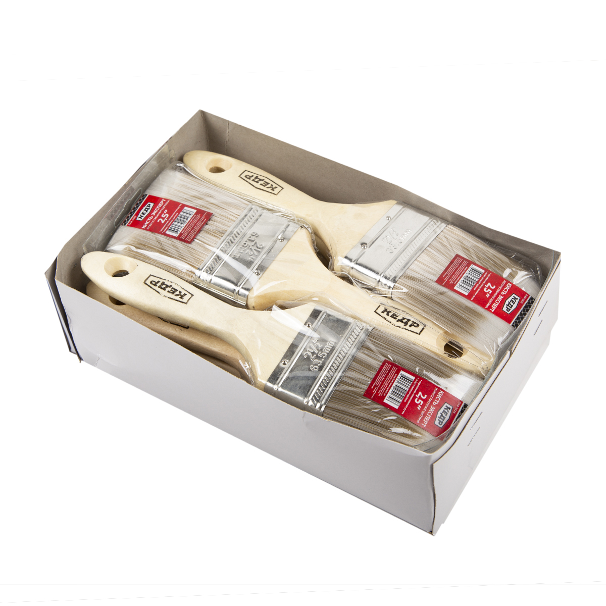 Кисть плоская "эксперт"  №2,5/63 мм (12/180) искусcтв. щетина, дерев.ручка "кедр"  048-1525