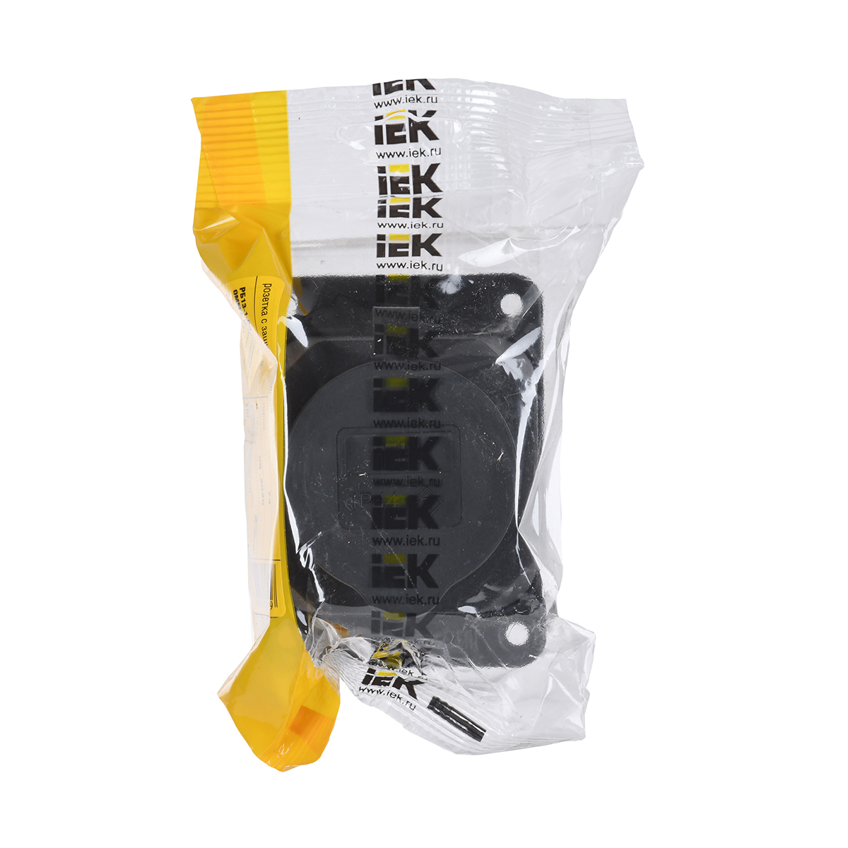 Розетка настенная "омега" с крышкой рб13-1-0м, 16а, ip44, черный (1/20/120) "iek"