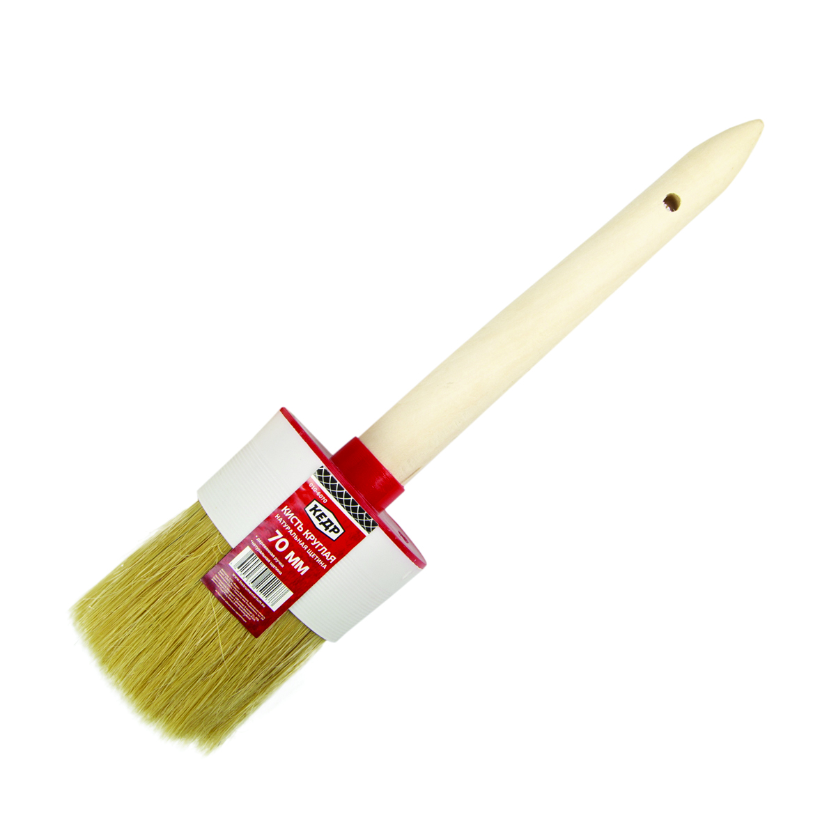 Кисть круглая  №22/70 мм  (6/120) натур.щетина, дерев.ручка "кедр"  010-6070