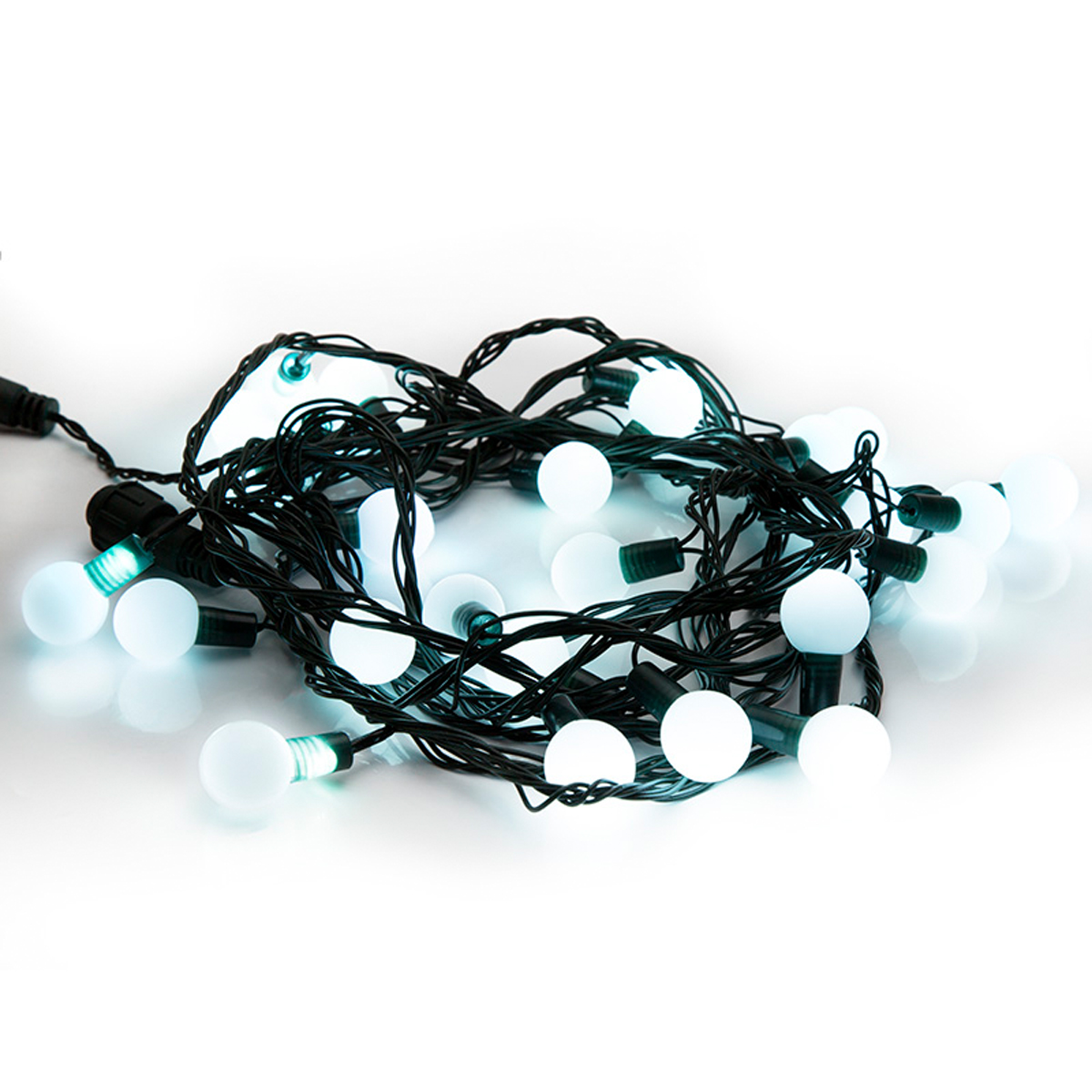 Электрогирлянда "шарики" 5 м, 25 белых ламп d-25 мм, шнур зеленый (1/24) "neon-night" 303-555