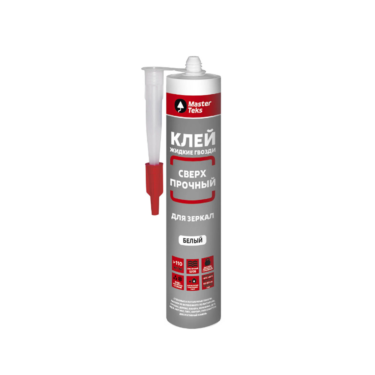 Клей полимерный 440 г сверхпрочный для зеркал белый (110 кг/м2) (1/12) "masterteks"