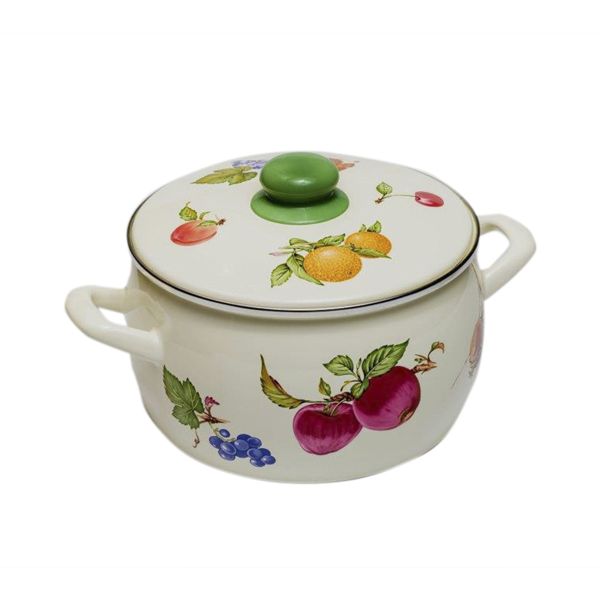 Кастрюля эмалиров. "фрукты" 4 л, 20 см металл. крышка (1/4) "metrot"