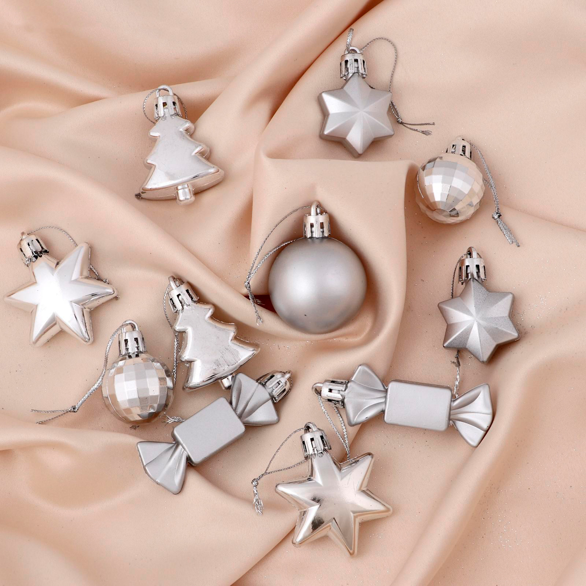 Набор елочных украшений 10 шт. "санда" серебро d-3,5 см "зимнее волшебство"  4962788