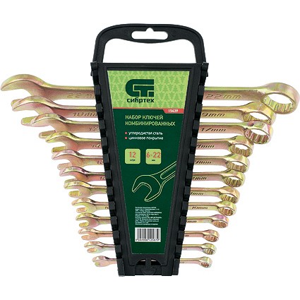Набор ключей комбинированных, 6-22 мм, 12 шт Сибртех (15439)