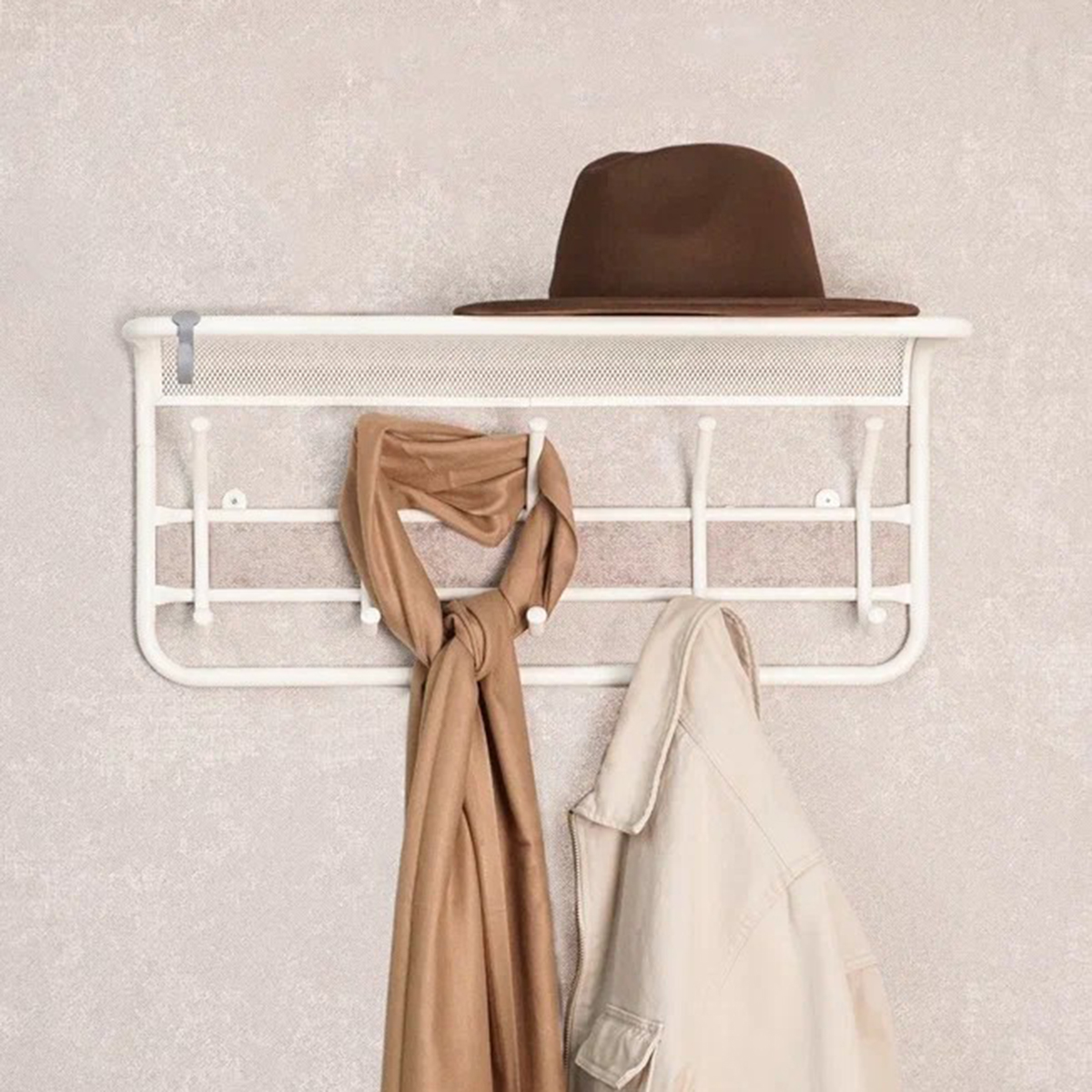 Вешалка настенная с полкой "гранада 21" (5 крючков) 600*220*260 мм белый (1) вспг21 б