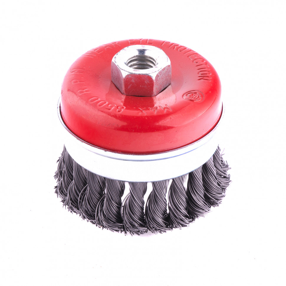 Щетка для УШМ Heavy Duty, 80 мм, М14, "чашка", крученая проволока 0.5 мм Matrix (74670)