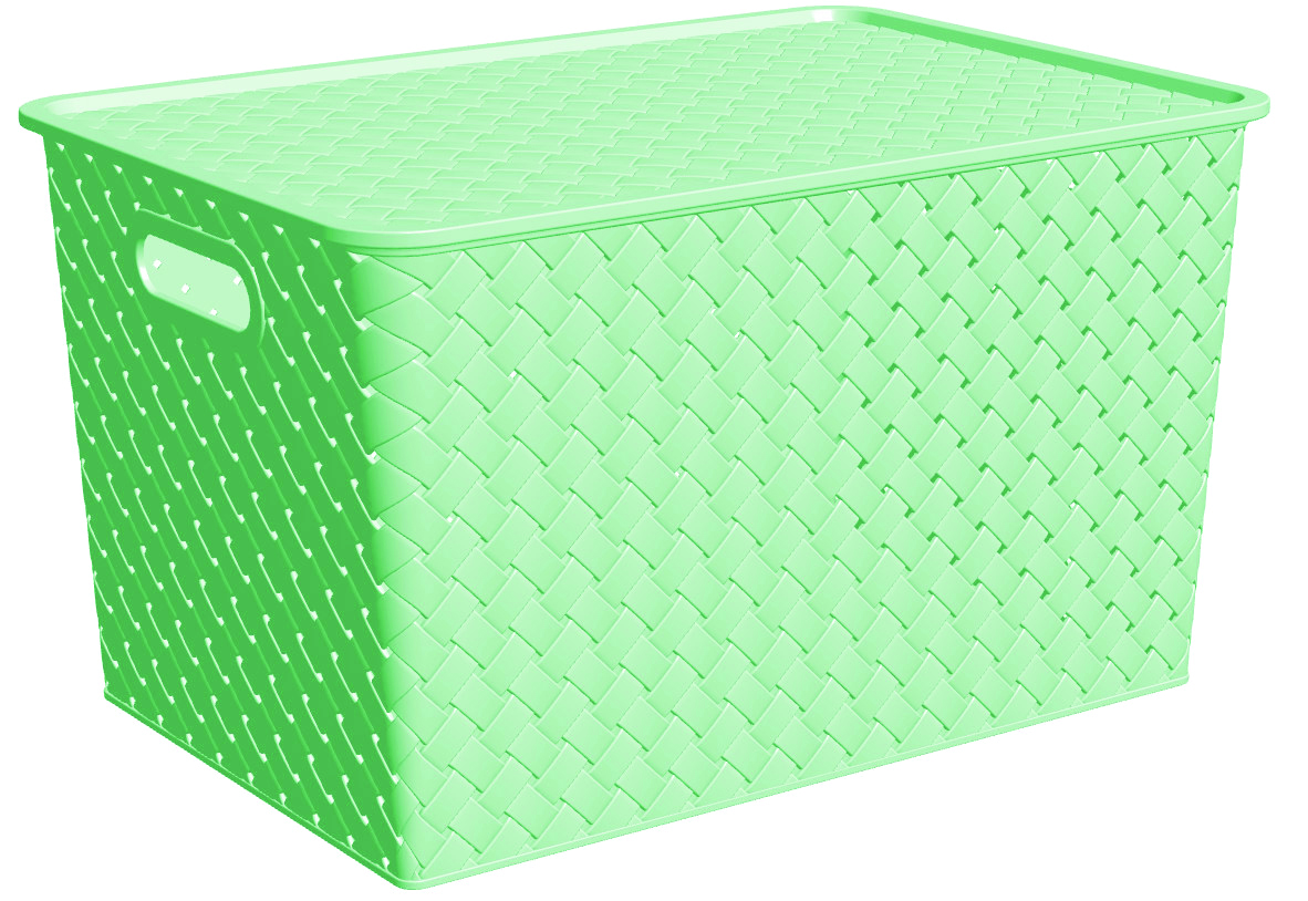 Корзина для хранения с крышкой "береста" 14 л  35*24,5*20,5 см (шалфей) (1/12) "виолет"