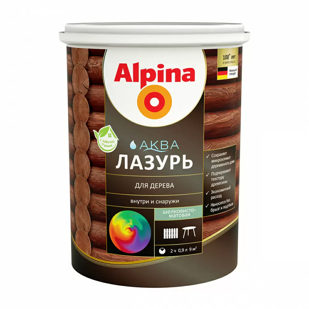 ALPINA Аква Лазурь для дерева колеруемый (0,9л)
