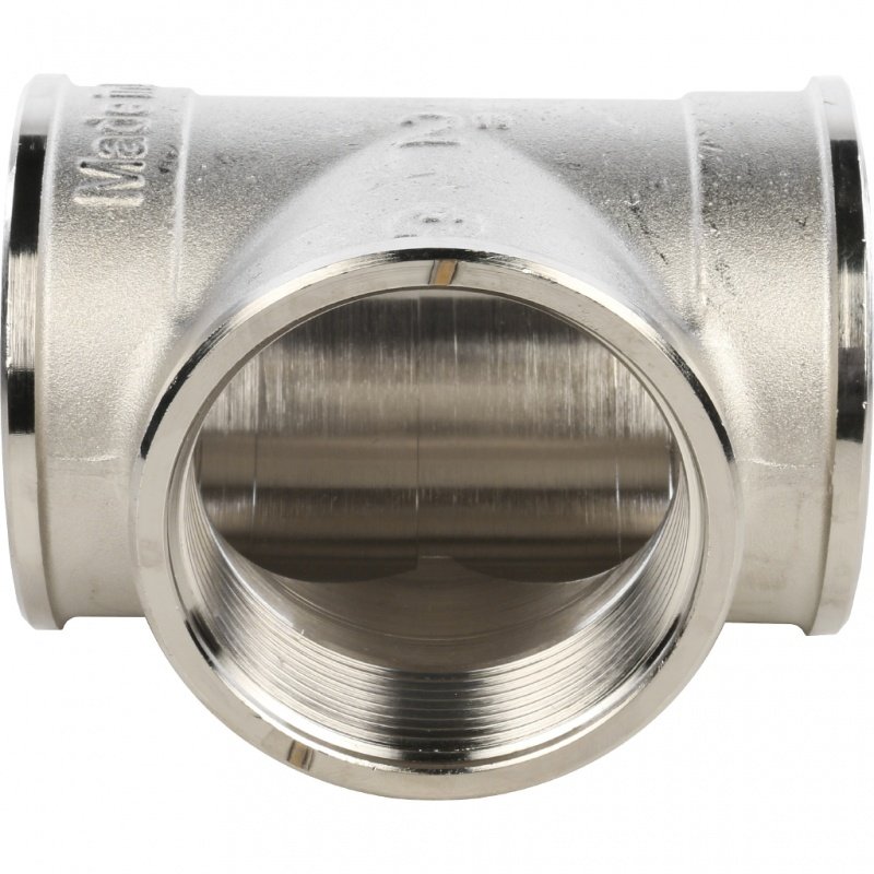 Тройник резьбовой ВР 2" никель STOUT