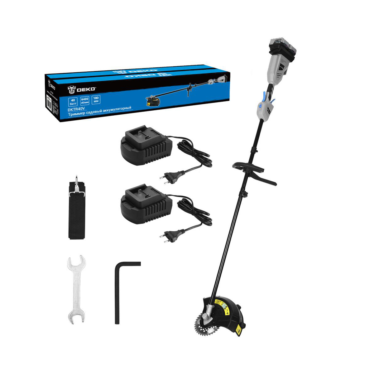 Триммер аккум. dktr40v pro (аккум. 2 шт.) (1) "deko" 065-1216