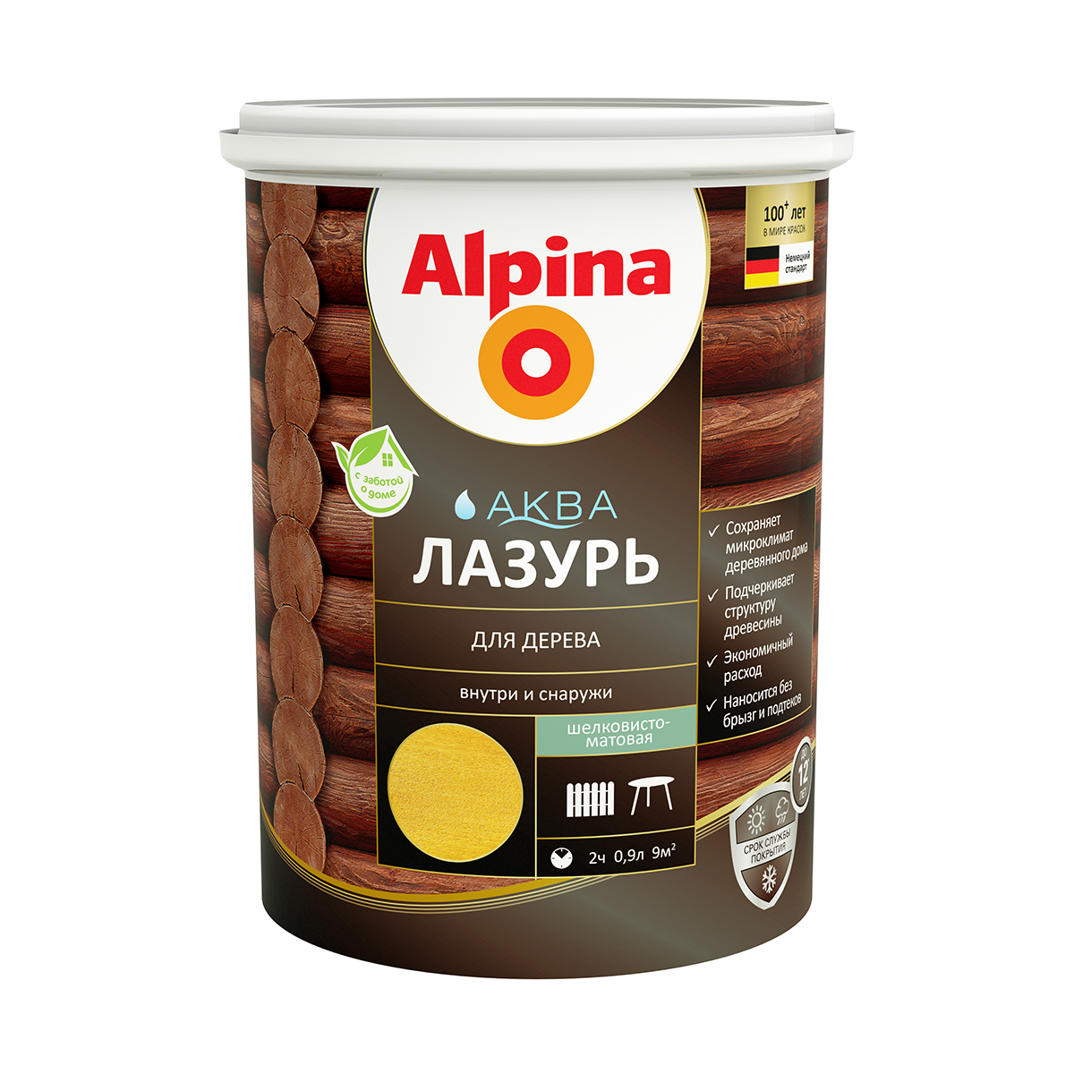 Лазурь деревозащитная "аква" сосна  0,9 л (1/6) "alpina"