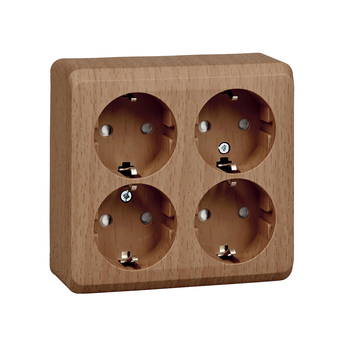 Розетка открыт. уст. "этюд" 4-х местн. с заземл, с шторками 16а, бук (1/5/60) "schneider"