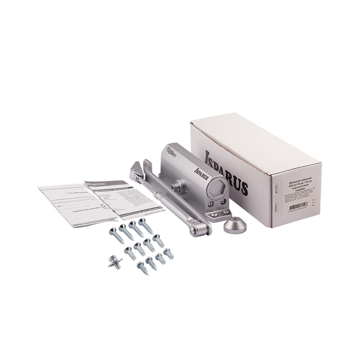 Доводчик дверной  420 isparus серебро (масса двери 40-90 кг) (1/10) "нора-м"
