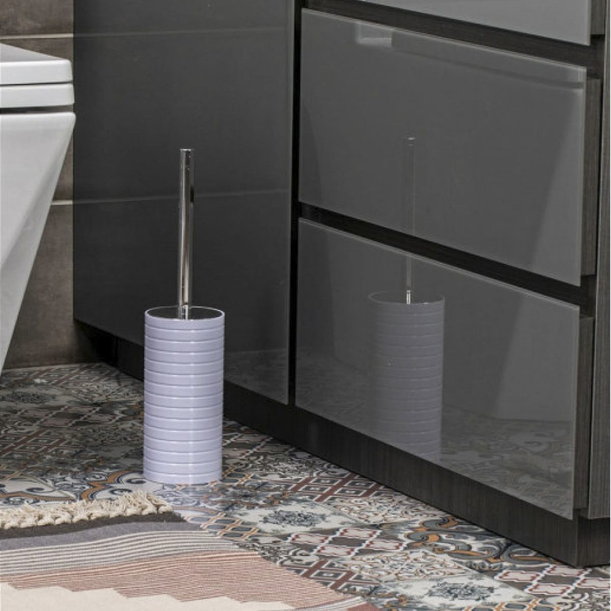 Туалетный набор "trento" ерш с подставкой, пласт. (белый) (1/6) "swensa" swp-0680wh-e