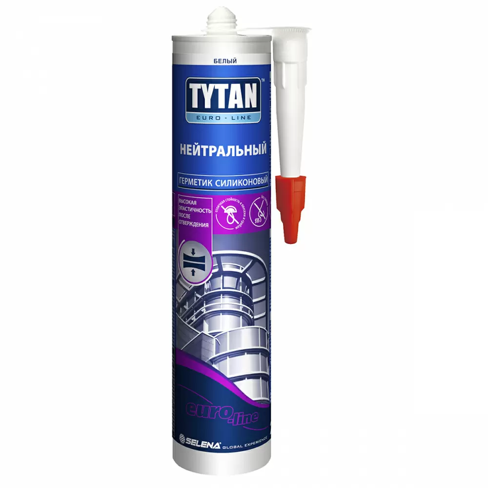 TYTAN EURO-LINE герметик силиконовый нейтральный, белый (290мл)