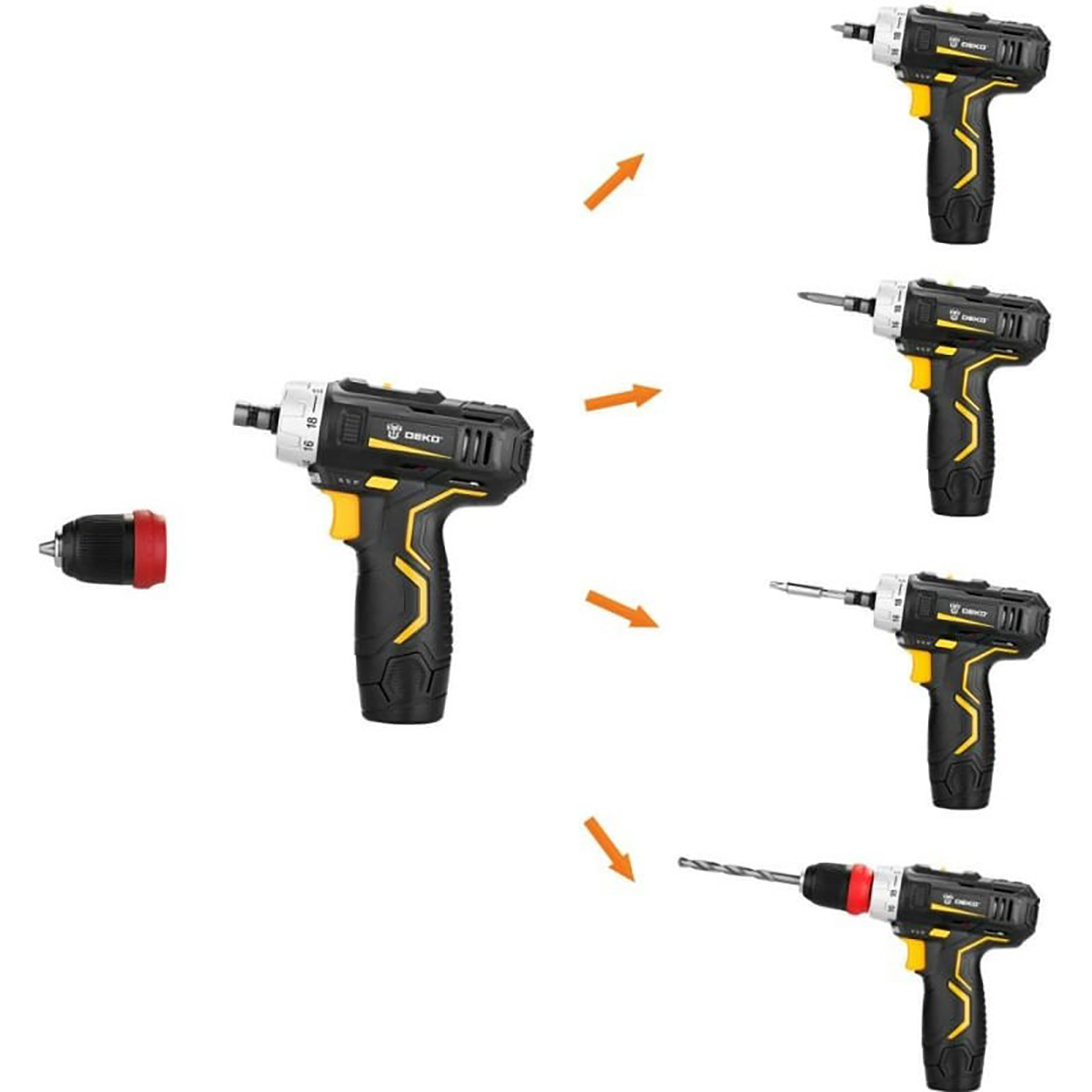 Дрель-шуруповерт аккум. gcd12du3 li-ion со съемным патроном, 2 аккум. (1) "deko" 063-4115