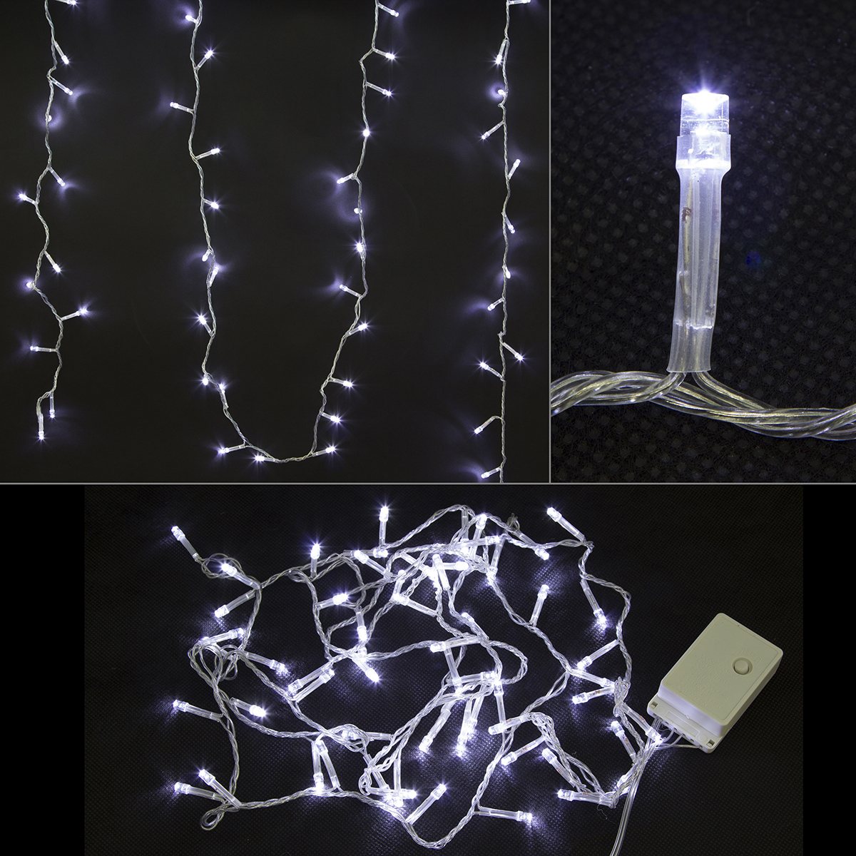 Электрогирлянда 3 м, 8 реж., белая, прозрачн. шнур (1/36) led60-3-w "волшебная страна"