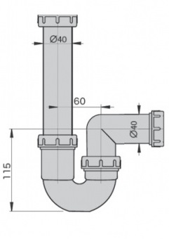 Сифон "U" для мойки с накидной гайкой 1"1/2х40мм M0452 MIANO