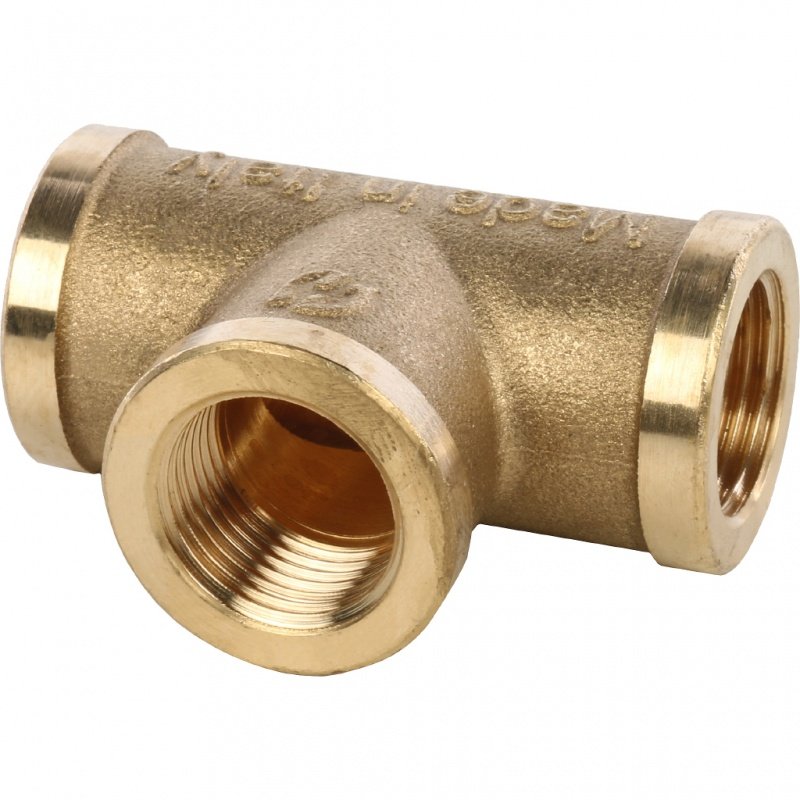 Тройник резьбовой ВР 3/8" латунь STOUT