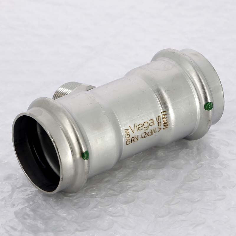 Тройник пресс-Н 42х3/4"х42 нержавеющая сталь Sanpress Inox VIEGA