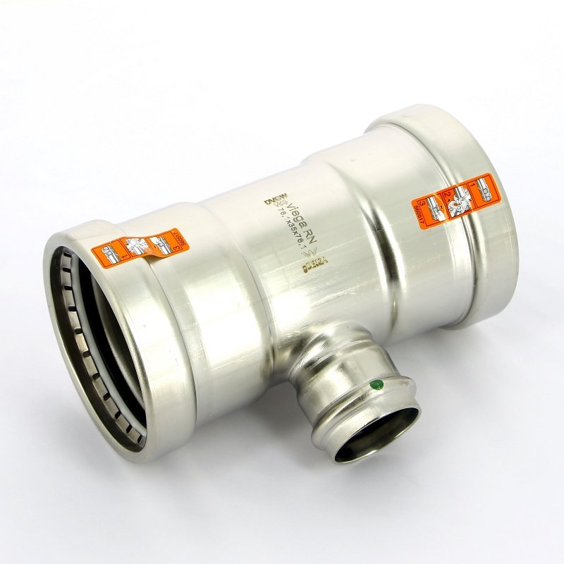 Тройник пресс 76x35x76 нержавеющая сталь Sanpress Inox VIEGA