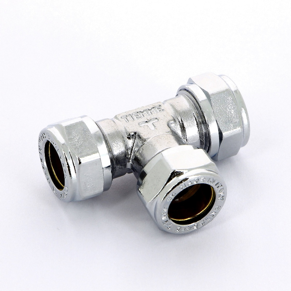 Тройник 12 х 12 х 12 обжим хром TIEMME