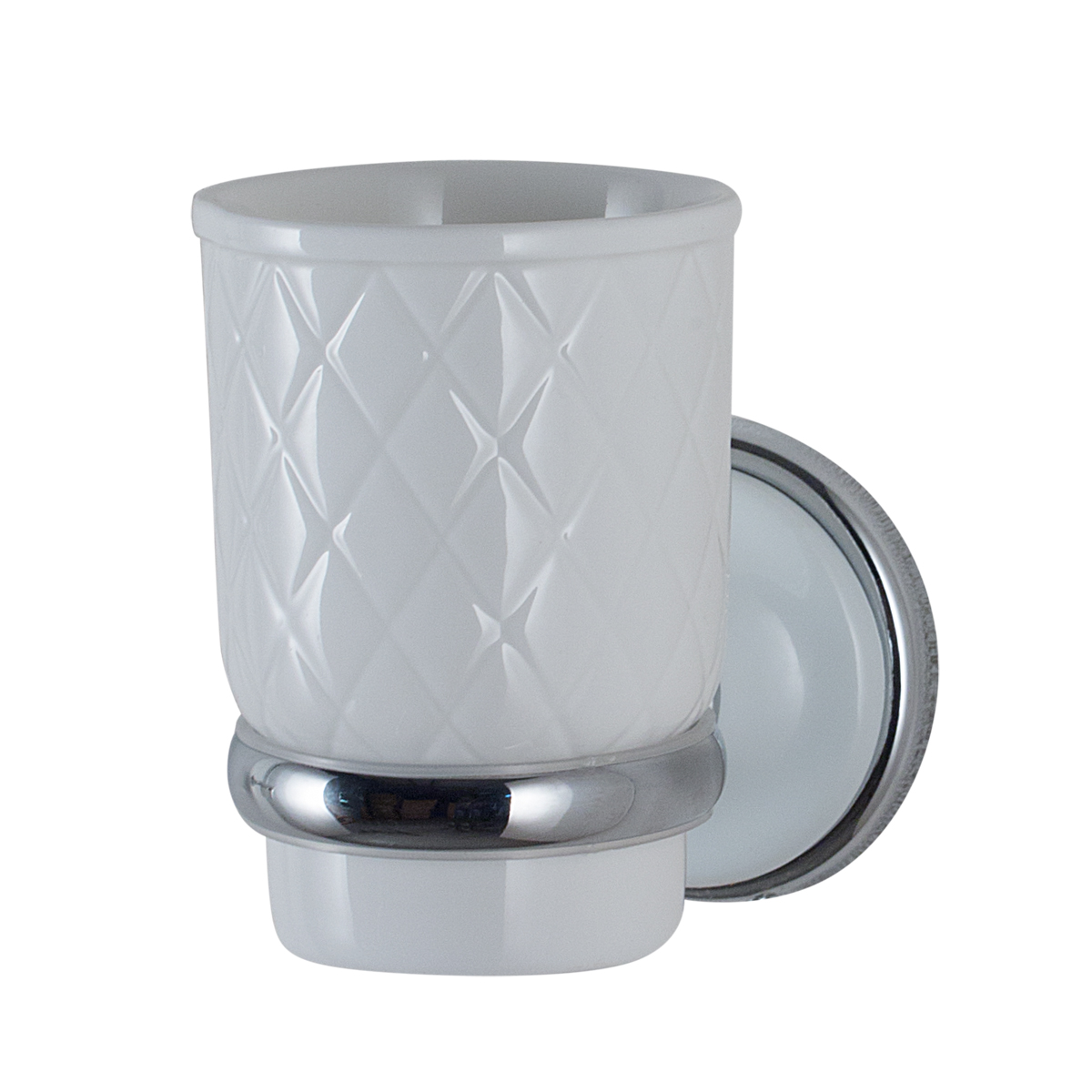 Стакан для ванной комнаты настенный "aster" керамика белая, металл хром. (1/10) "brissen" b2203c